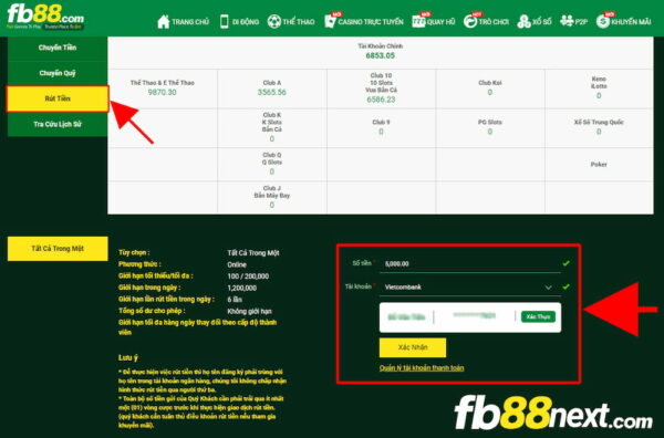 Làm lệnh rút tiền tại FB88 khá đơn giải với người chơi mới